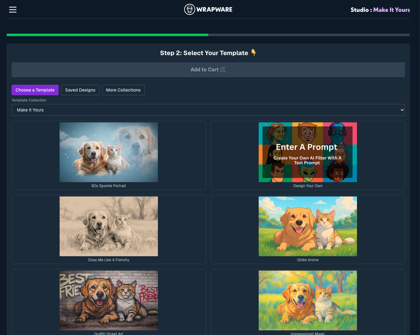 Emojico Studio step two: select a template from the gallery or generate your own from a prompt